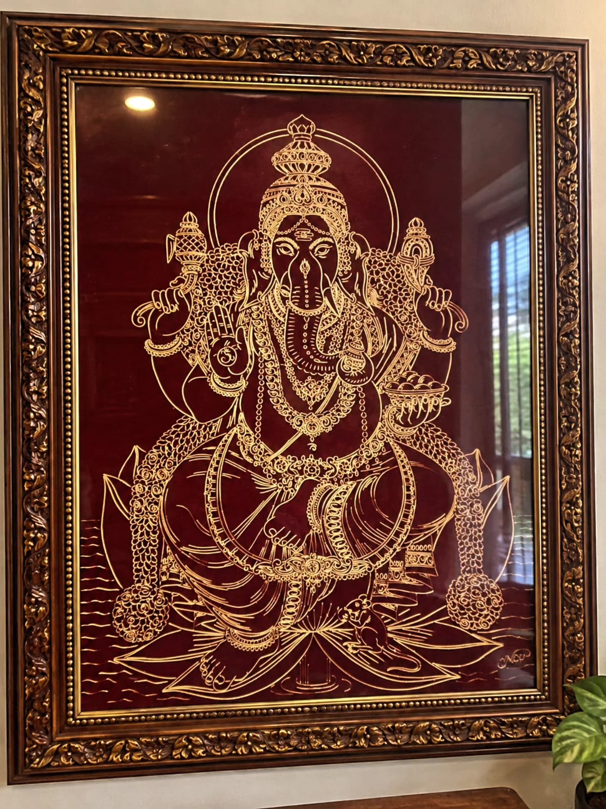 Gilded Lord Ganesha Wire Art