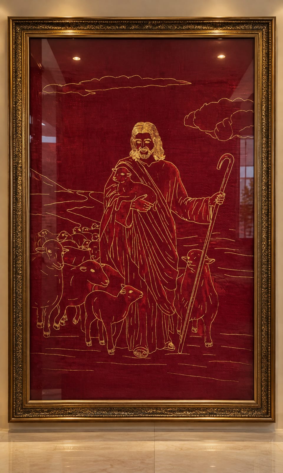 The Good Shepherd Jesus Christ Gilded Wire Art