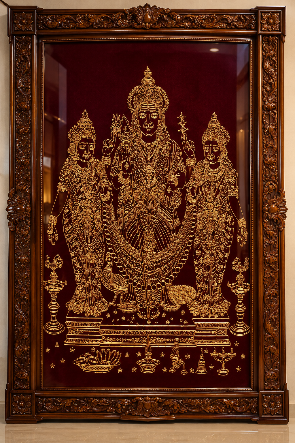 Lord Murugan with Valli Deivanai Gilded Wire Art